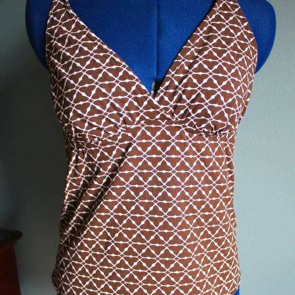 Lands' End Other - Lands End Tankini Halter Top Swimsuit Brown/White  ~6~🌻
